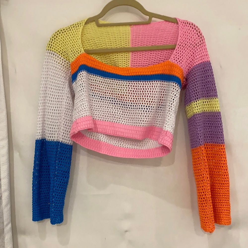 multicolor crochet sweater